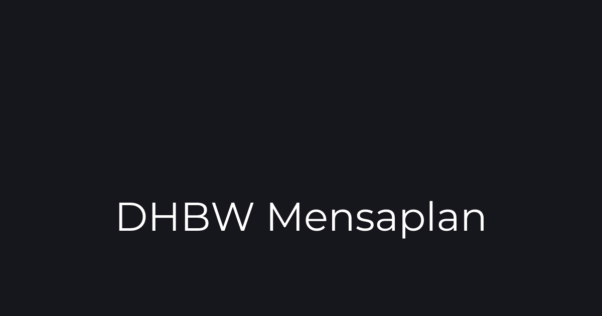 Mensa dhbw vorlesungsplan
